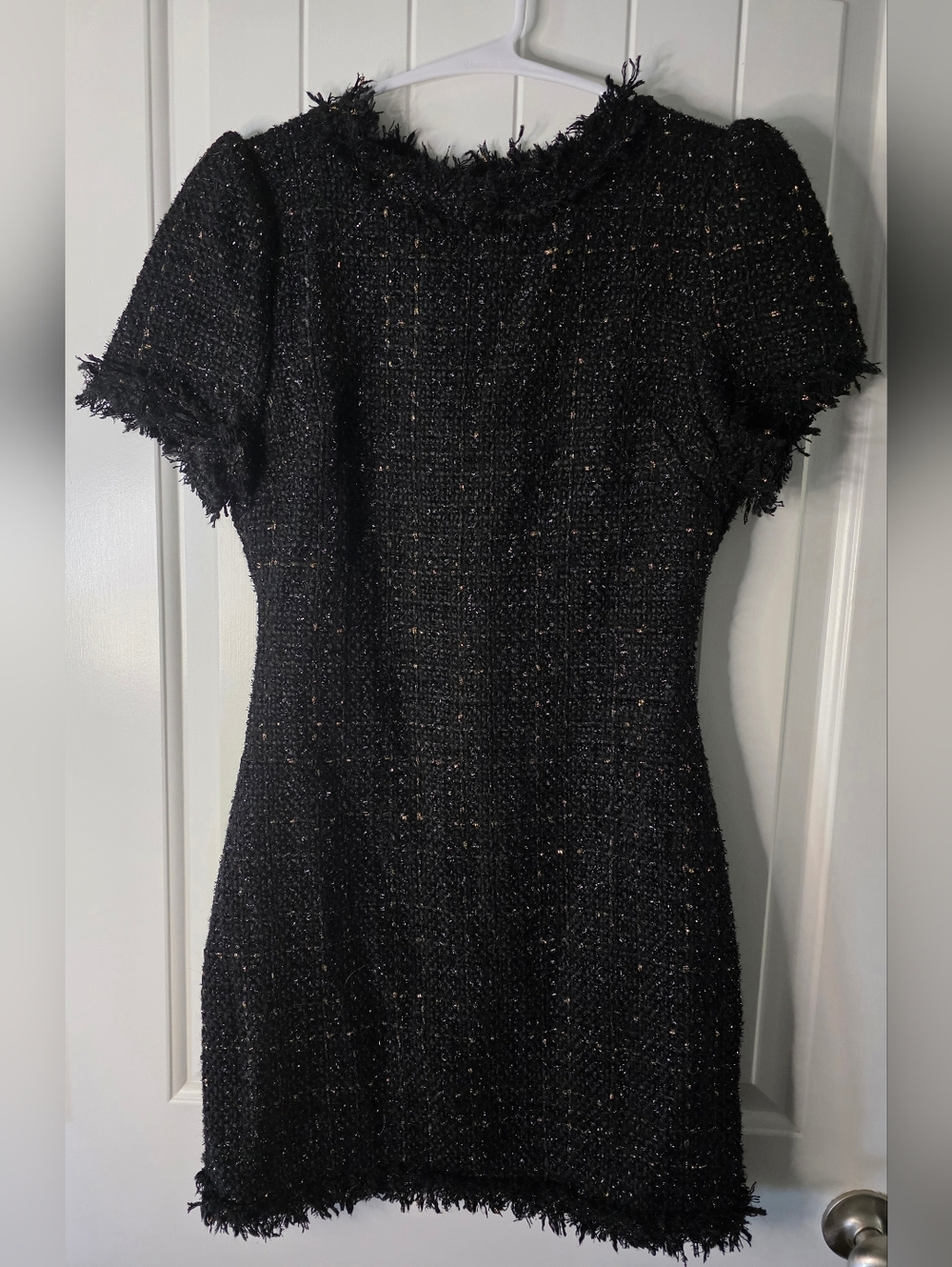 She + Sky Wool Blend Tweed Fringe Short Sleeve Dress NWOT Size S ❤️